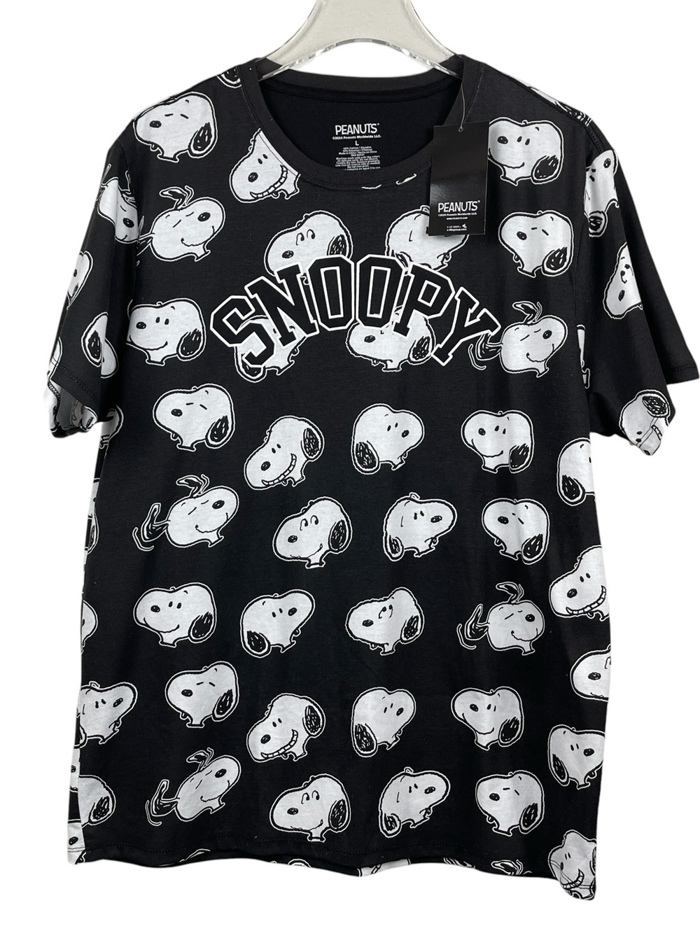 Peanuts Snoopy Double Sided Allover Print T-Shirt Women’s Size L NWT